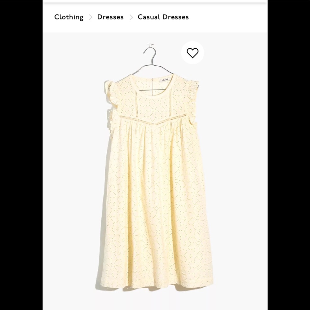 NWT madewell eyelet ruffle sleeve mini dress ivory lighthouse size large